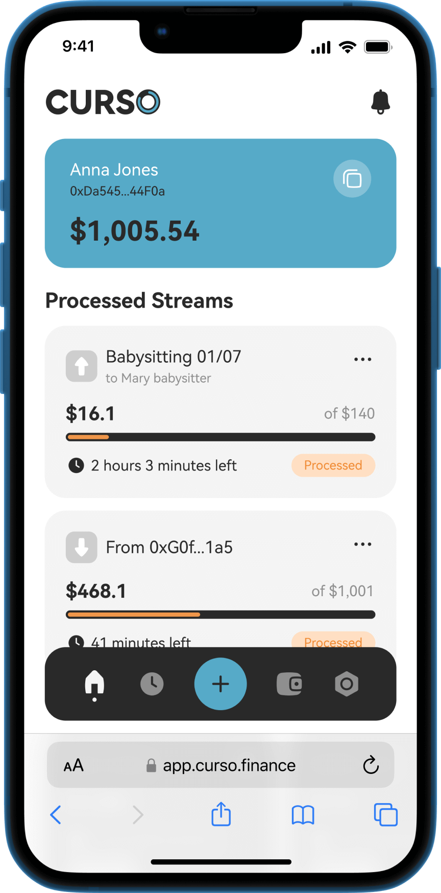 Screenshot of the main page of the CURSO web3 application